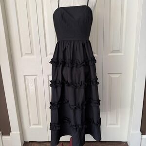 Fairygoth Dress Womens Small Black Ruffle Maxi Witchcore Fairycore Dark Academia